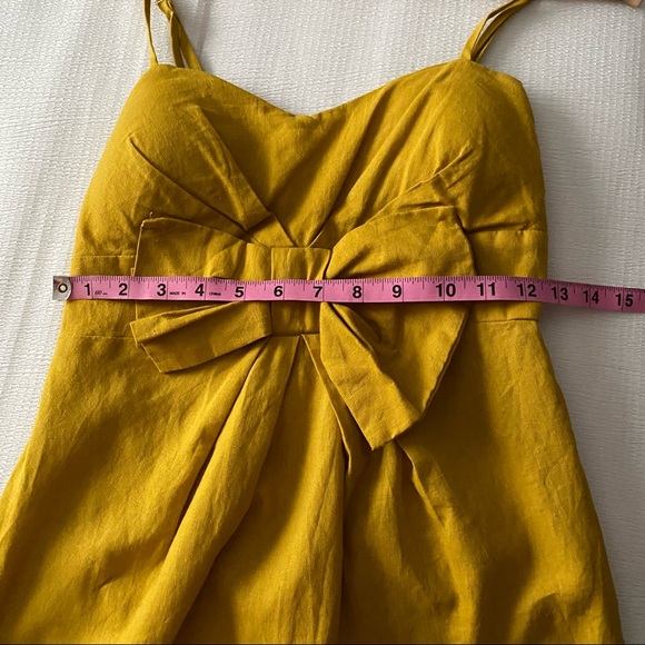 NWT Gold Yellow Linen Bow Dress - Picture 2 of 9